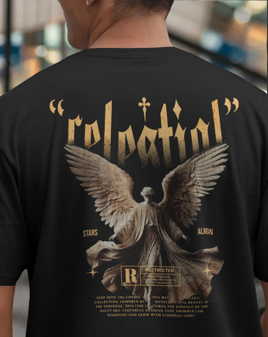 "Celestial" Oversized Graphic Tee – Ethereal Angelic Design
